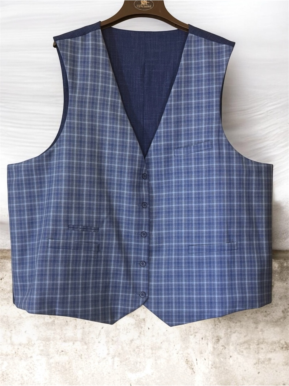 Oak Hill by DXL Men’s Big & Tall Reversible Suit Vest – Plaid/Navy – Size 54L